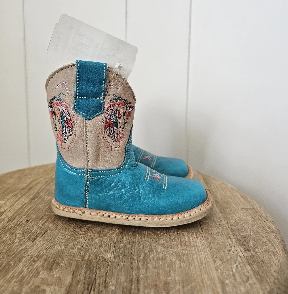 NEW Roper Cowbabies Unicorn Teal Cowboy Boots